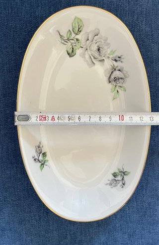 Piccolo piattino ovale vintage con rose