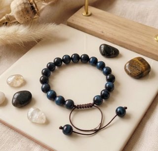 Pulsera Ojo de Tigre Azul Natural 8mm Ajustable