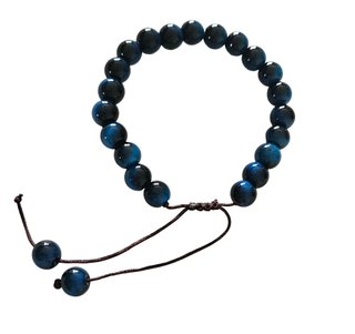 Pulsera Ojo de Tigre Azul Natural 8mm Ajustable