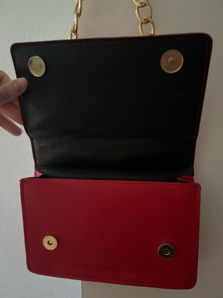 Bolso Boslo Rojo Pequeño Cadena Dorada