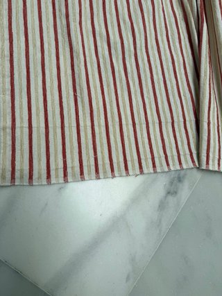 Cortinas Rayas Beige y Rojo 2.60x2.40. ( 2 )