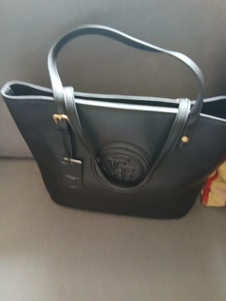 Bolso Piel Negro Cortefiel Asas Largas Hebillas