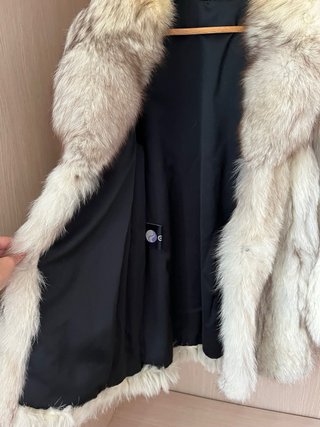 Abrigo Piel Zorro Beige/Gris Talla M-L