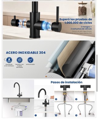 NUEVO! Grifo Cocina 3 Vías Negro Mate