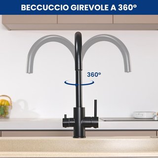 NUEVO! Grifo Cocina 3 Vías Negro Mate
