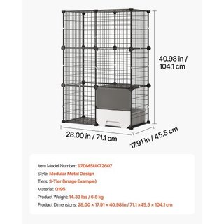 Jaula para gatos de 3 niveles 71.1x45.5x104.1 cm,