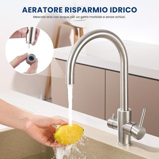 NUEVO! Grifo Cocina 3 Vías Acero Inoxidable