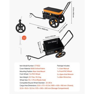 Remolque de Carga para Bicicleta 45 kg 2 en 1 Carr