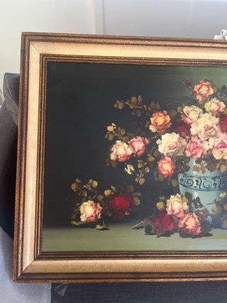 Cuadro de flores rosas y verdes
