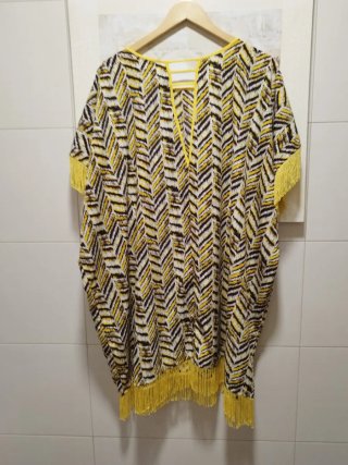 Vestido Talla Única Flecos Amarillo