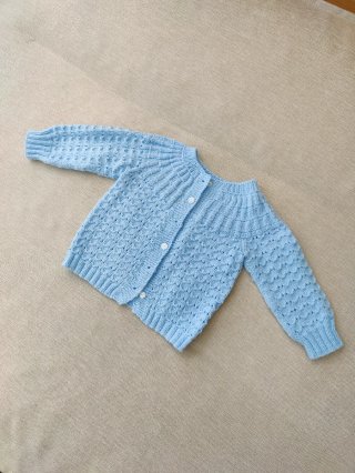 Jersey bebé azul punto hecho a mano 0-3 meses