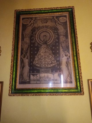 Antiguo Cuadro grande Virgen del Pilar Zaragoza