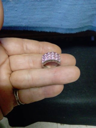 Anillo Plata Antigua Morganitas Rosas