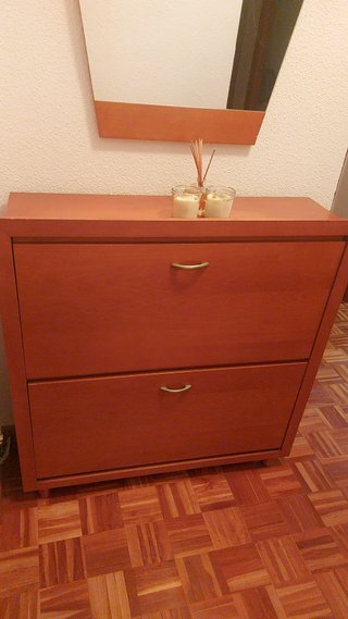 Mueble zapatero con espejo para recibidor