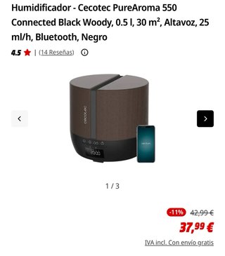 Humidificador y Altavoz Cecotec Pure Aroma