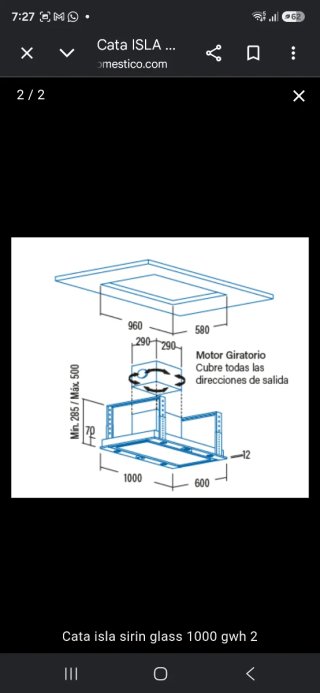 Campana extractora isla Cata 1000