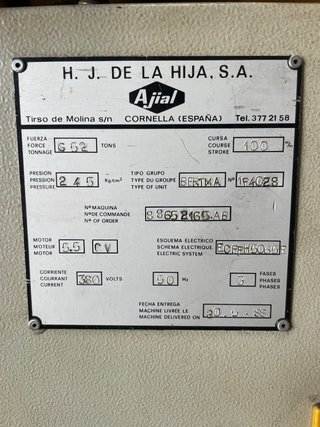 Plegadora Hidráulica AJIAL 65 Tn