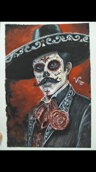 Dipinto gouache Dia de los Muertos su carta 600 g