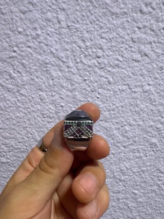 Anillo Swarovski Negro y Plateado