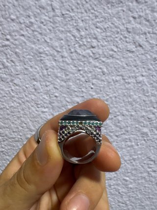Anillo Swarovski Negro y Plateado