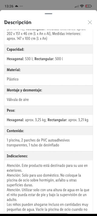 Piscina inflable Lidl  , usada dos veces