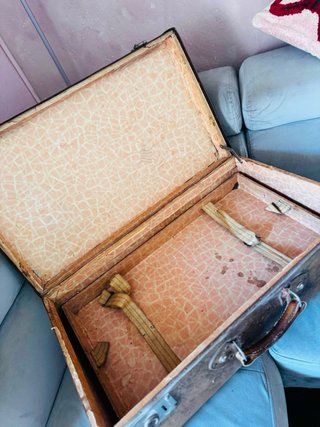 Maleta Vintage Cartón/Cuero Marrón