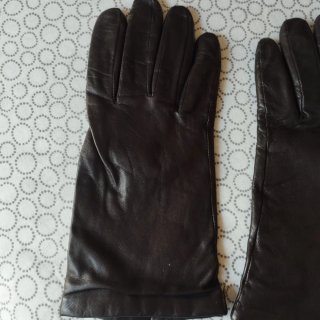 Guantes de piel forro marron