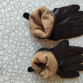 Guantes de piel forro marron