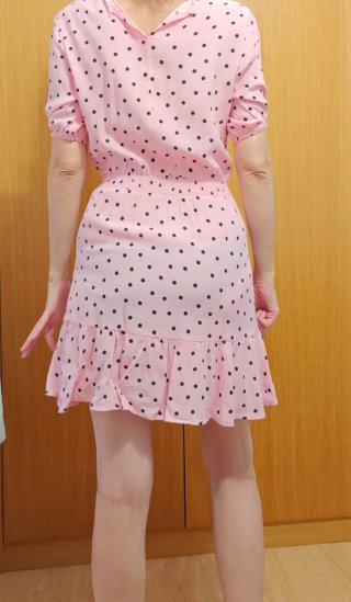 Vestido rosa lunares Stradivarius