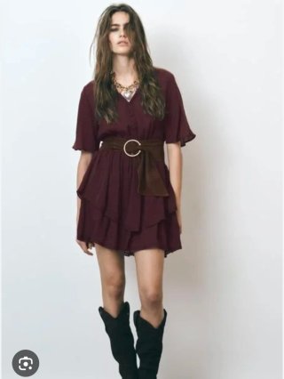 Vestido boho corto con puntilla