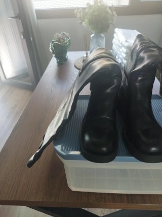 Botas altas de piel negras mujer