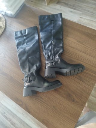 Botas altas de piel negras mujer