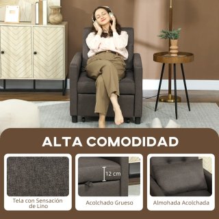 Sofá Cama Tapizado en Lino con Respaldo Ajustable