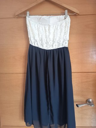 Vestido fiesta blanco y negro