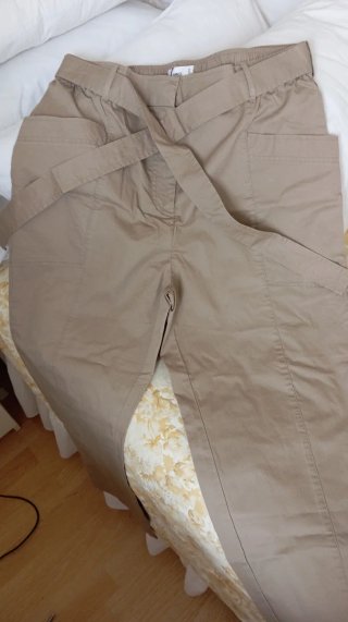 Pantalón Mujer Mango Talla L Beige Nuevo