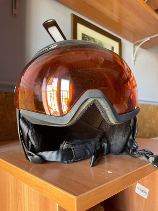 Casco esquí Wed'ze negro con visera naranja