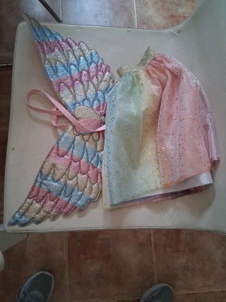 Disfraz Alas y Falda Arcoíris Niña