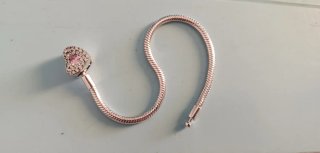 Bracciale donna silver 17 cm cuore rosa