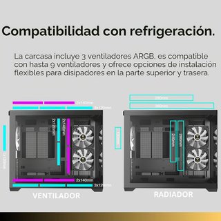 GAMDIAS AURA GC10M V2 Templado + 3 FAN RGB (NUEVO)