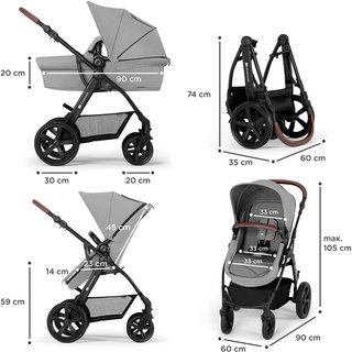 Carrito Bebé Kinderkraft 3 en 1 Gris