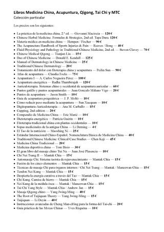 Libros Medicina China, Acupuntura, Qigong, Tai Chi