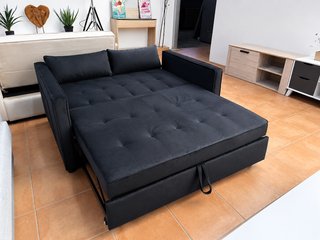 Chollo!! Sofá Cama 2 Plazas Negro Terciopelo