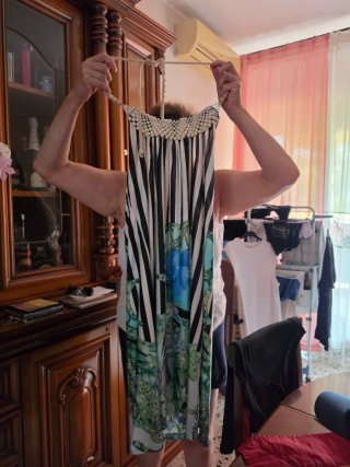 Vestito donna fantasia righe e fiori
