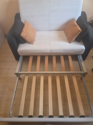 Sofá Cama Negro y Beige