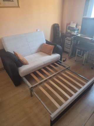 Sofá Cama Negro y Beige
