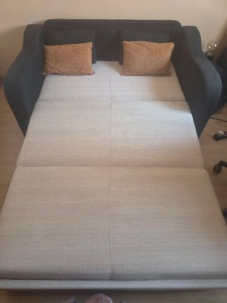 Sofá Cama Negro y Beige