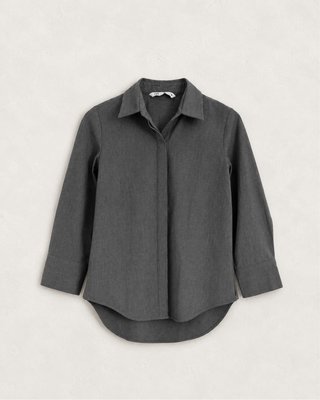 Camisa Zara gris entallada minimal office siren