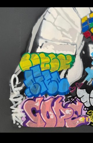 Cuadro Virgen con Cubo de Rubik