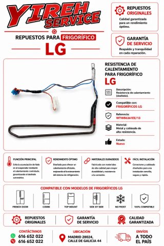 Resistencia Calentamiento Frigorífico LG