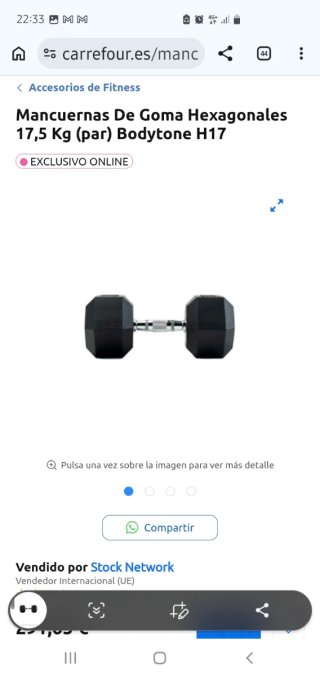 Par Mancuernas Hex. 17.5kg (Nuevas) BODYTONE